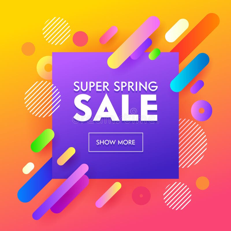 Spring Sale Poster Colorful Design on Orange Background for Online Store Voucher or Gift Certificate. Abstract Promotion Banner vector illustration Spring Sale Poster Colorful Design on Orange Background for Online Store Voucher or Gift Certificate. Abstract Promotion Banner vector illustration
