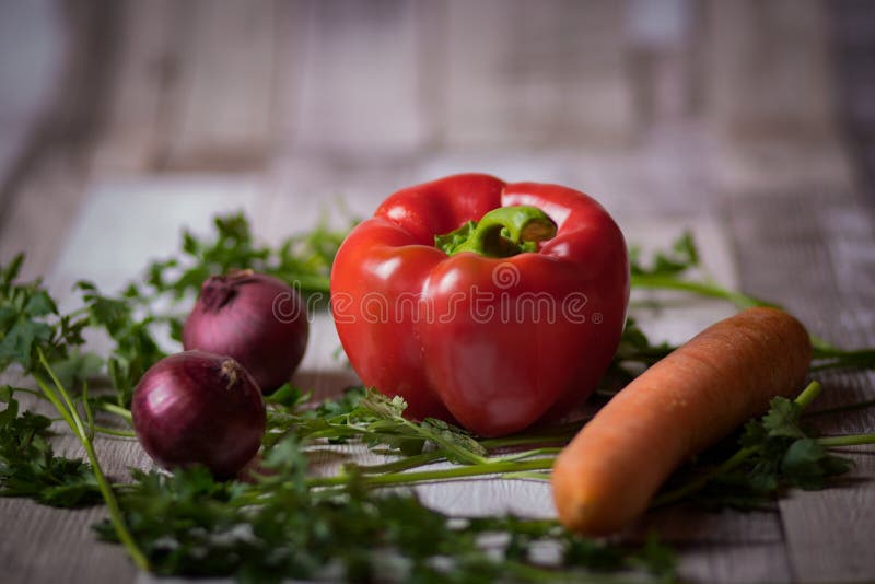 Onions, carrot and pepper stock photo. Image of nobody 16733858