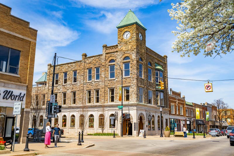 Spring Streets och Historic Builds i Holland Michigan royaltyfri foto