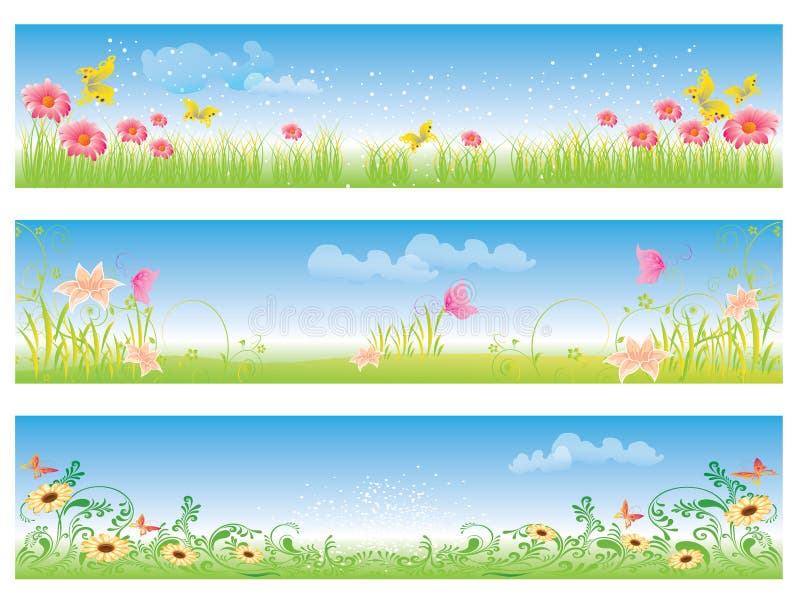 Spring summer color banner illustration