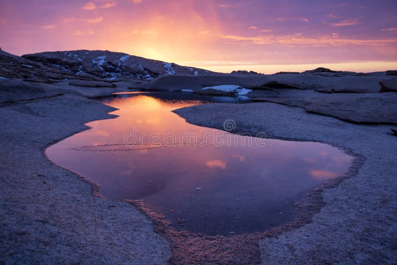 Spring sunrise in desert mountains