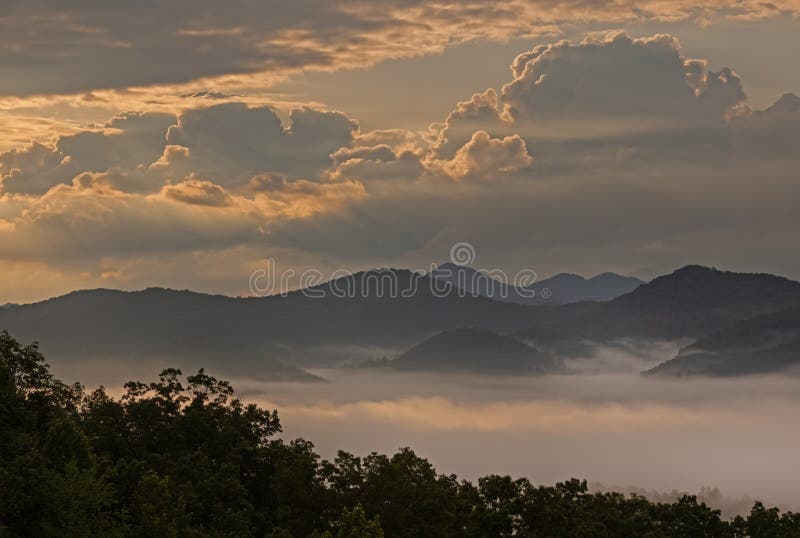 Spring sunrise from the West Foothills Parkway, Great Smoky Mountains National Park, Tennessee, USA. Spring sunrise from the West Foothills Parkway, Great Smoky Mountains National Park, Tennessee, USA