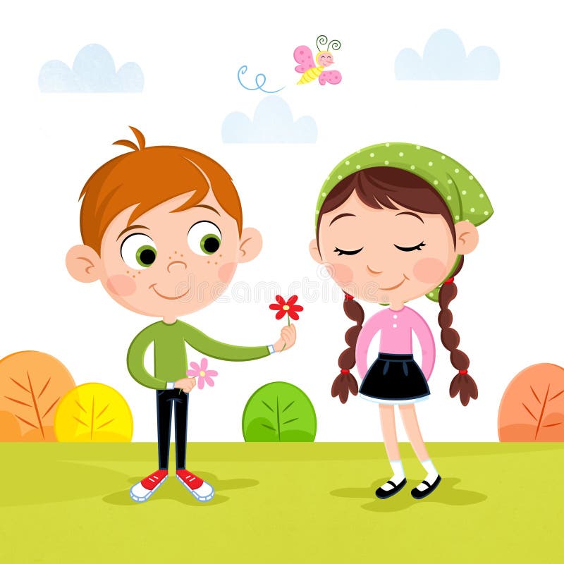 Spring Time - Lovely Little Boy and Girl in the Garden Stock Illustration - Illustration of cartoon, card: 115558437 Spring Time - Lovely Little Boy and Girl in the Garden Stock Illustration - Illustration of cartoon, card: 115558437
