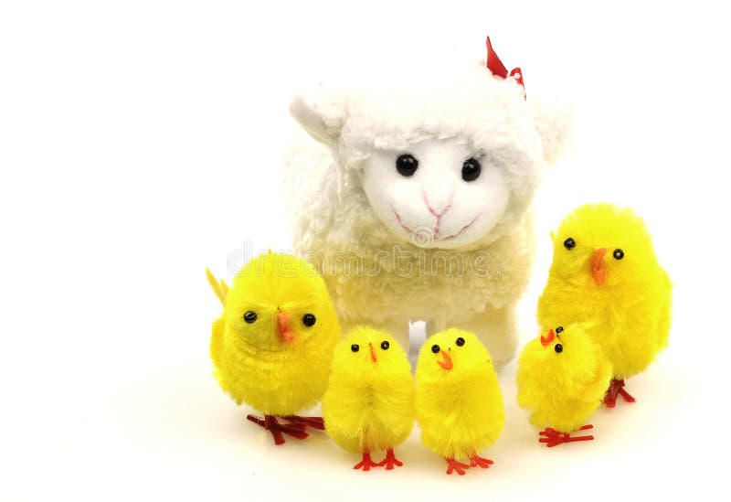 Spring Toy Lamb With Easter Chicks Stock Image Image of beaks, wool