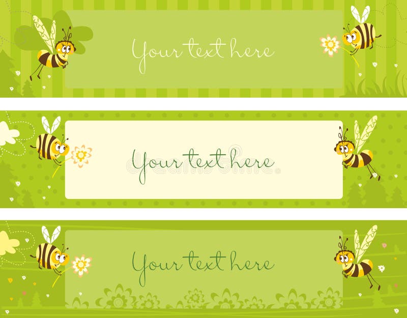 Spring vintage banners with bees