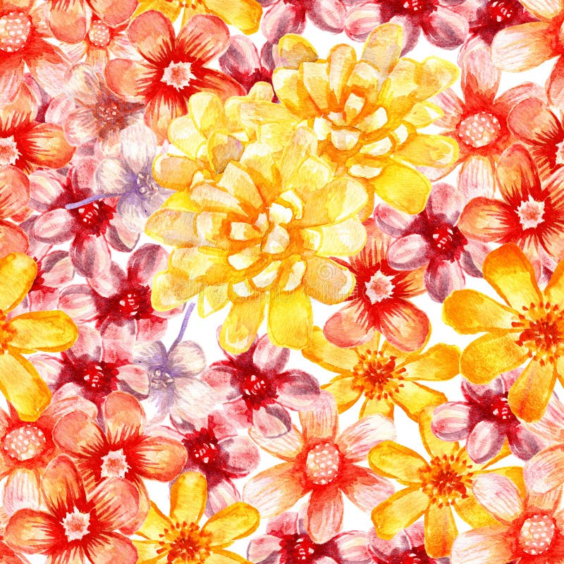 Spring watercolor seamless pattern. stock illustration