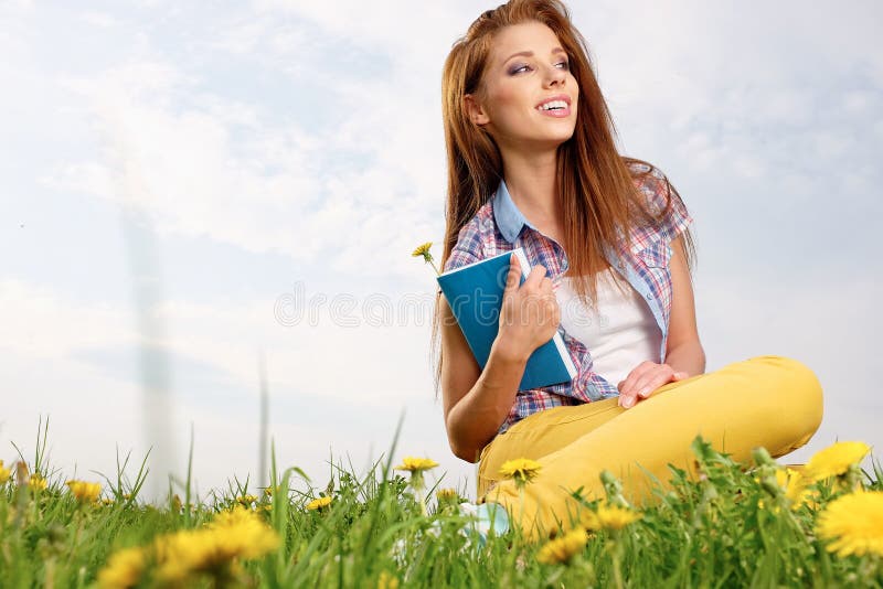 Spring woman in the garden