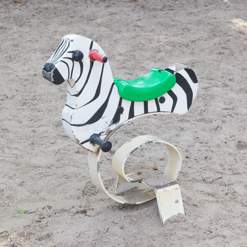Spring Zebra, Outdoor Toy for Children Stock Image Image of green