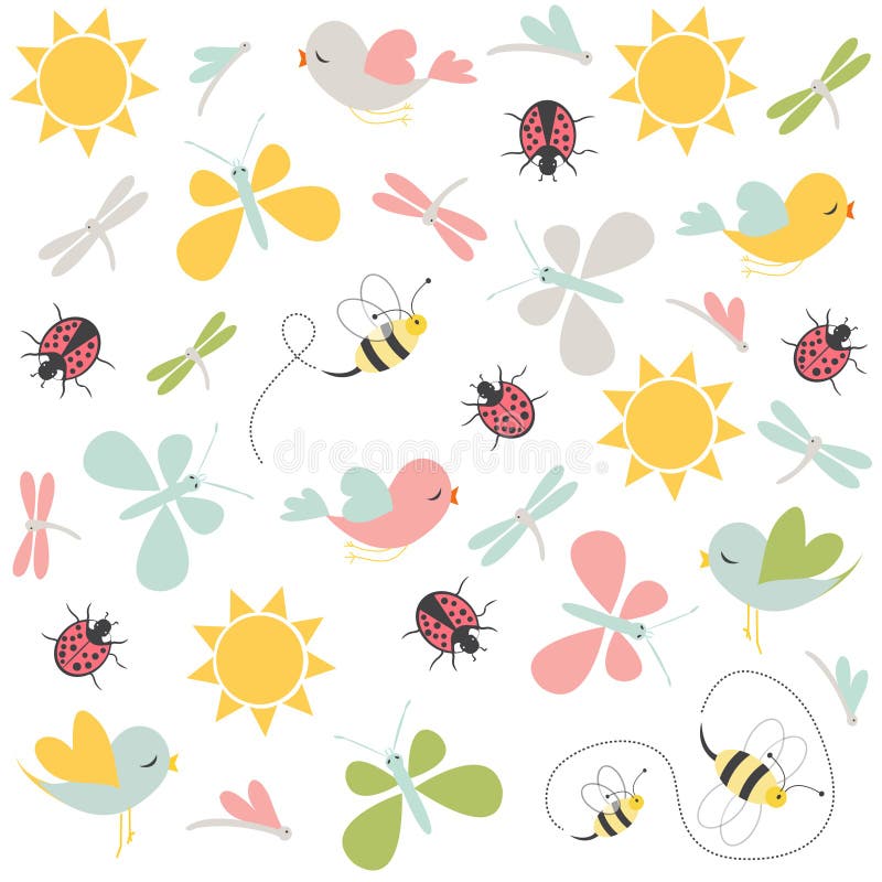 Spring pattern. Vector seamless background. stock illustration