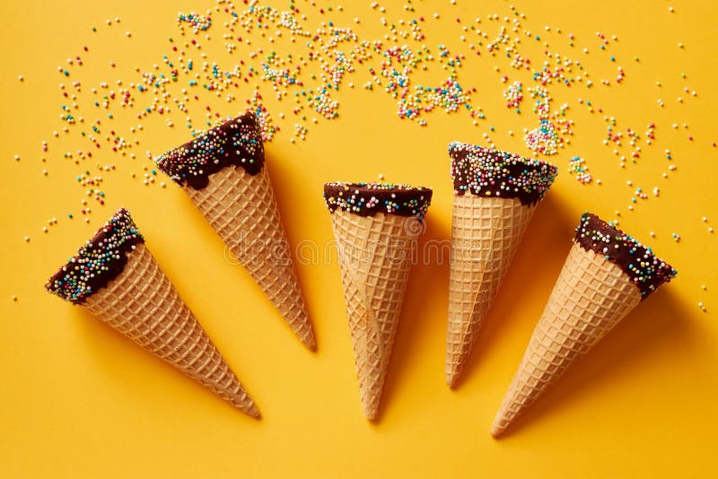 Sprinkle Covered Ice Cream Cones Stock Image Image of celebration, cool 114857953