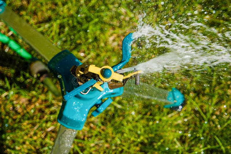 Sprinkler Backyard System on Tripod from Top Stock Image Image of