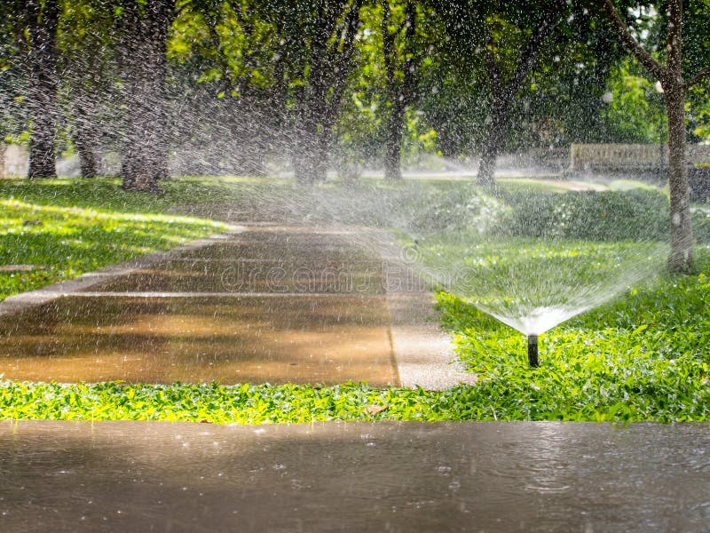 Sprinkler watering royalty free stock photos