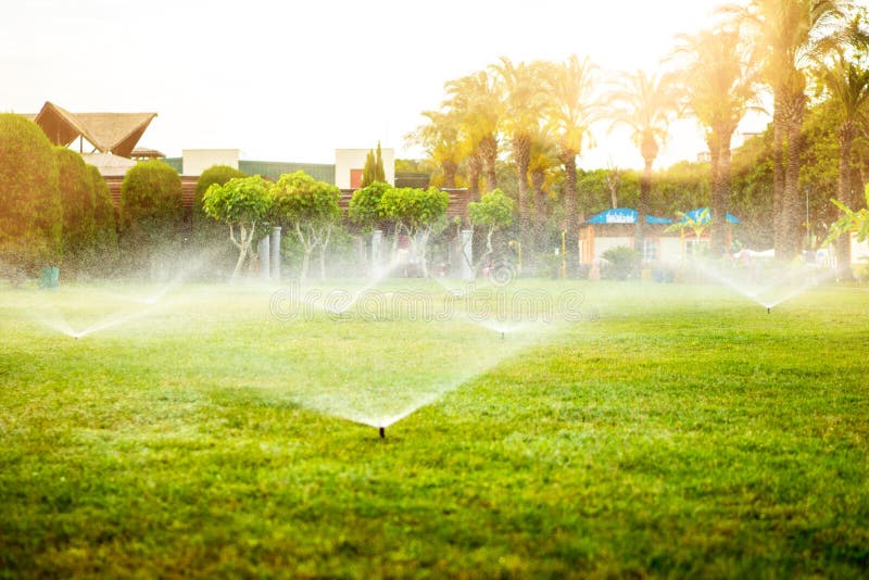 Lawn irrigation stock image. Image of grass, industry 10686153