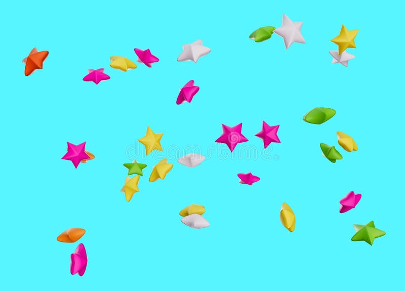Sprinkles, Sprinkles in the Form of Stars, Colored Background 3d
