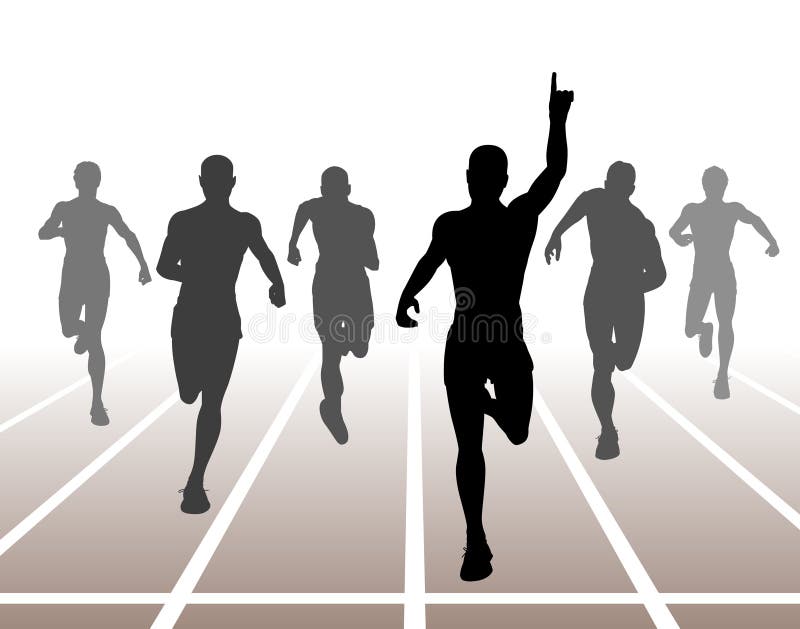 Editable illustration of men finishing a sprint race