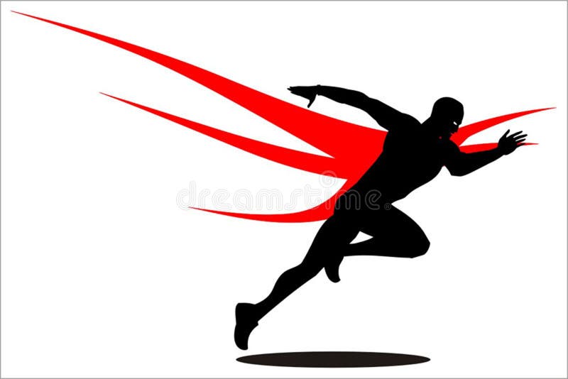 Sprinter, champion, winner. runner logo, runner with the wings icon on the background. stock illustration Sprinter, champion, winner. runner logo, runner with the wings icon on the background. stock illustration