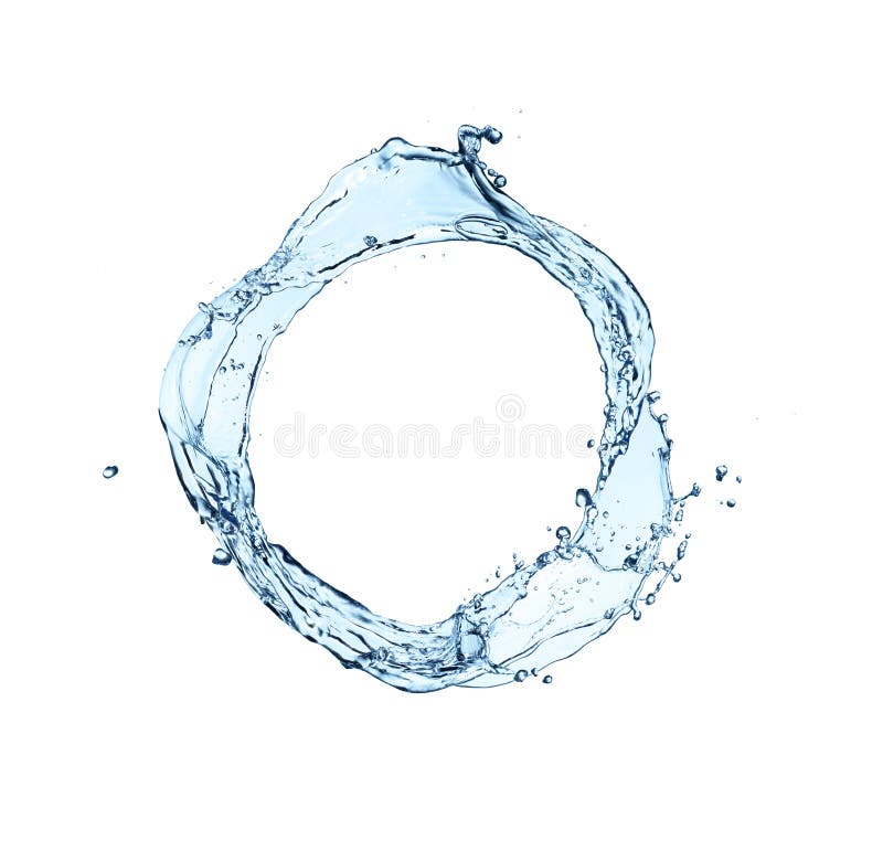 Spritzenkreis des blauen Wassers auf Weiß