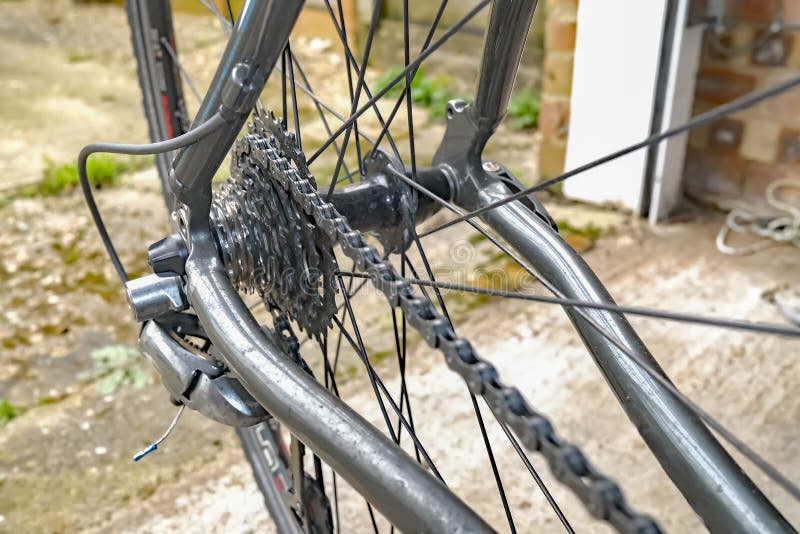 Wheels And Sprockets Of Vintage Drill Stock Image Image of greased