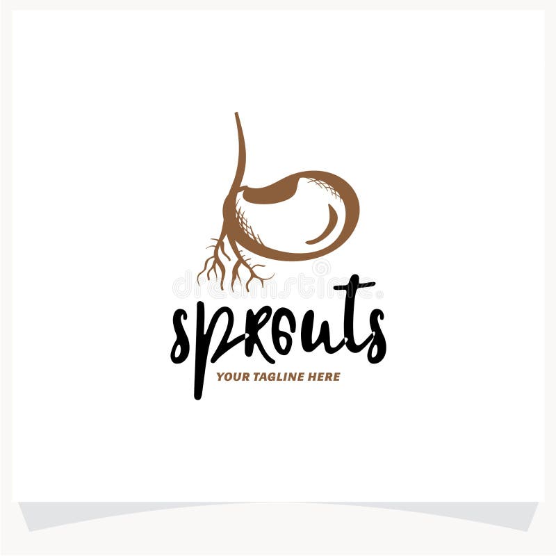 Sprouts Hand Drawn Logo Design Template Stock Vector Illustration of
