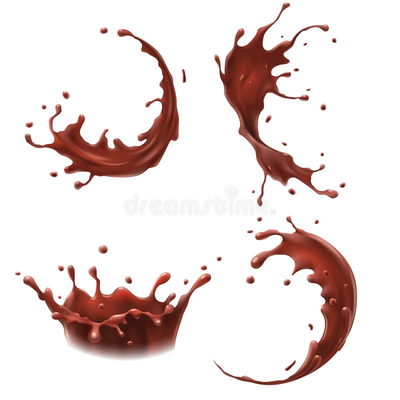 Spruzzata del latte al cioccolato Il frappé spruzza la goccia, saporiti latte al cioccolato le scosse che spruzzano il vettore re illustrazione vettoriale