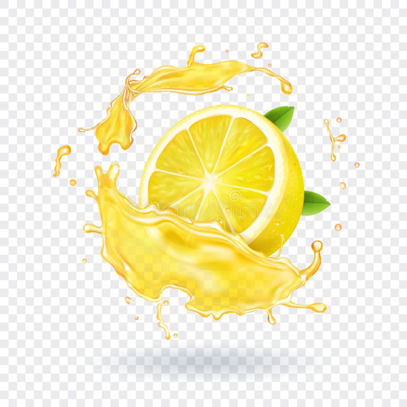 Spruzzata del succo di frutta del limone realistica illustrazione vettoriale Spruzzata del succo di frutta del limone realistica illustrazione vettoriale