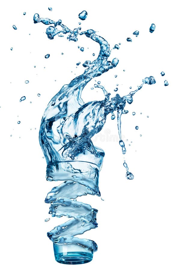Spruzzata dell'acqua in vetro isolato su bianco immagine stock libera da diritti Spruzzata dell'acqua in vetro isolato su bianco immagine stock libera da diritti
