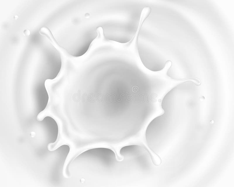Spruzzata fresca della corona del latte in uno stagno del latte Osservato dalla cima Con le ondulazioni del cerchio royalty illustrazione gratis