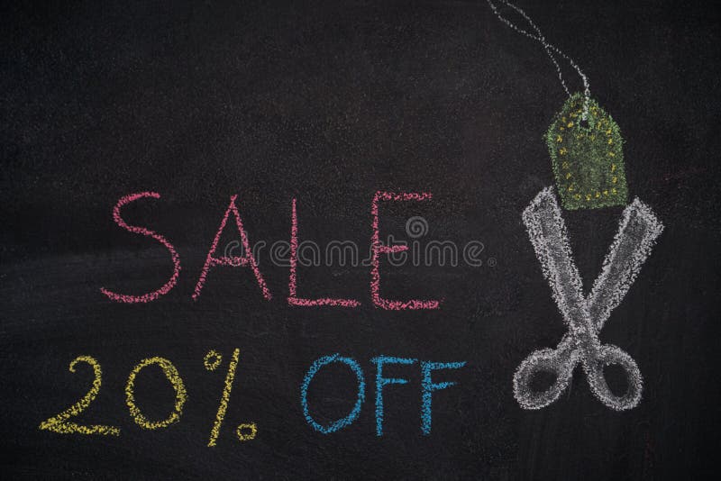 Sprzedaż 20% daleko na chalkboard ilustracji Sprzedaż 20% daleko na chalkboard ilustracji