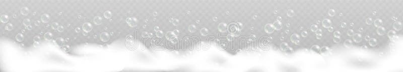 Spumă de baie cu bule izolate pe fond transparent. royalty free illustration