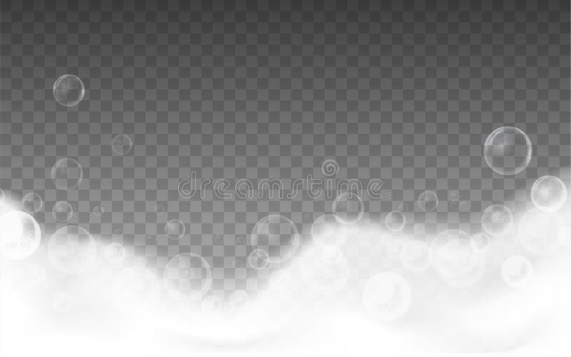 Spumă de baie cu spumă cu spumă detaliată realistă 3d. vector stock illustration