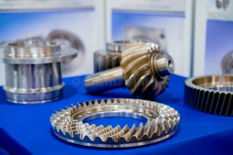 Two Bevel Gears on a Black Background, Advertising of Manufactured