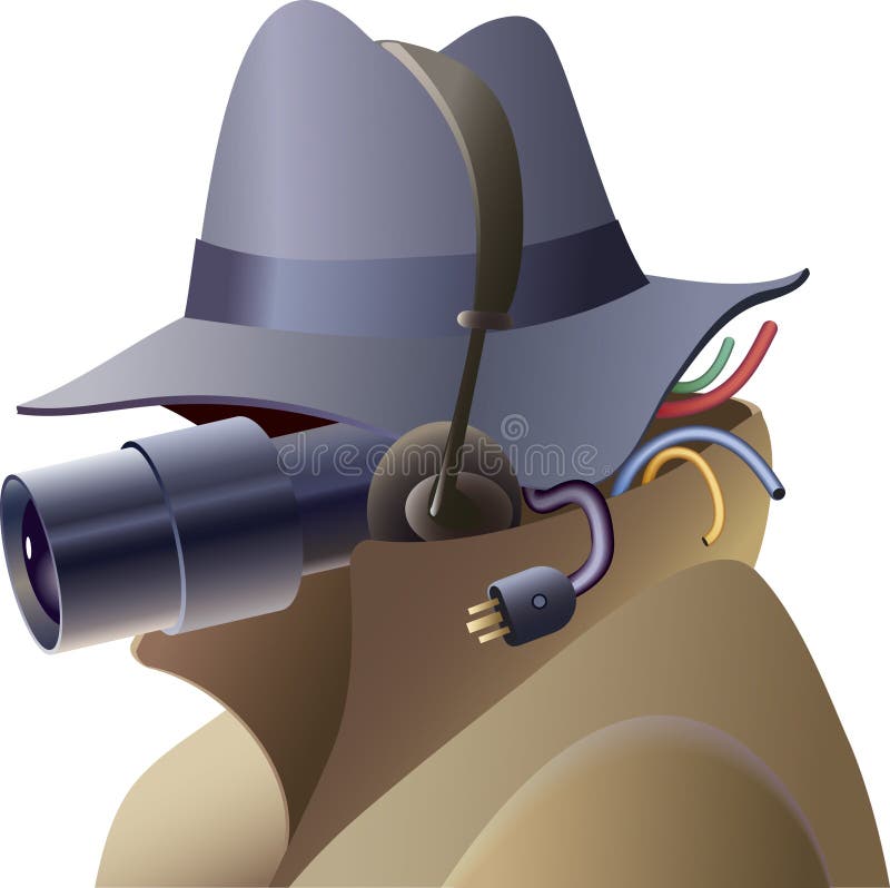 A portrait of a techno-spy. Cartoon security camera vectors