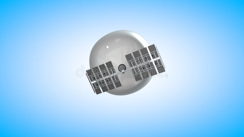 Spy balloon. Weather balloon with solar panels. View from the ground. 3d rendering