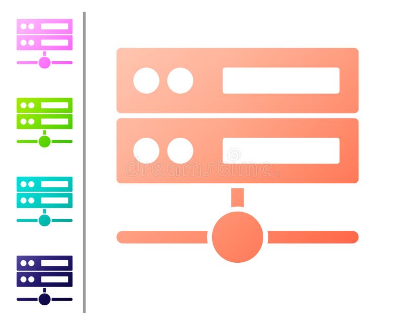 Значок веб-хостинга данных sql кораллов изоляции на белом фоне. Установленные значки цвета. Вектор иллюстрация вектора