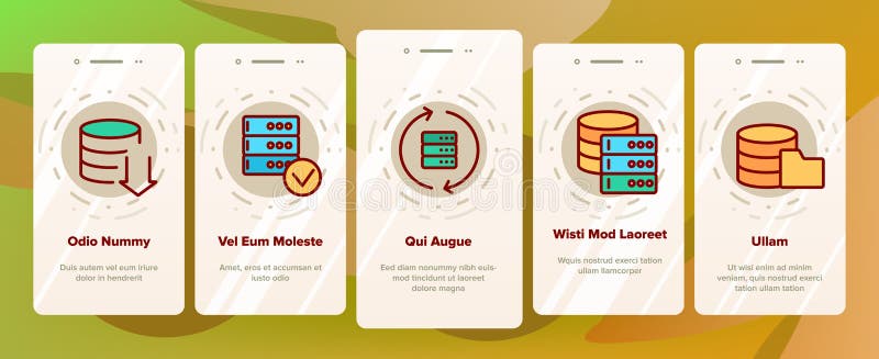 Sql Database Onboarding Icons Set Vector vector illustration
