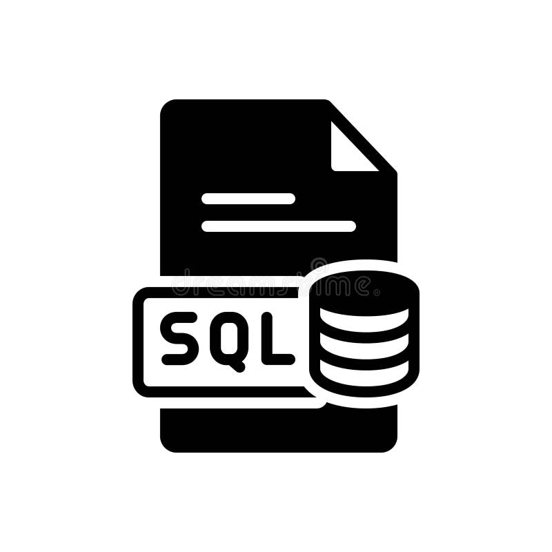 Sql文件和语言的黑色实心图标 皇族释放例证