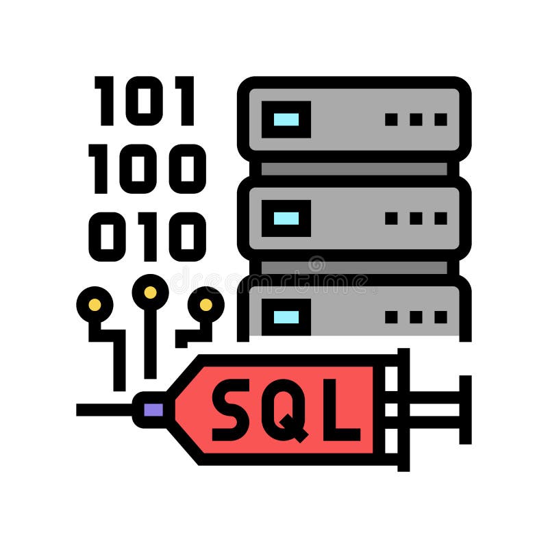 Sql注入彩色图标矢量图插图 向量例证