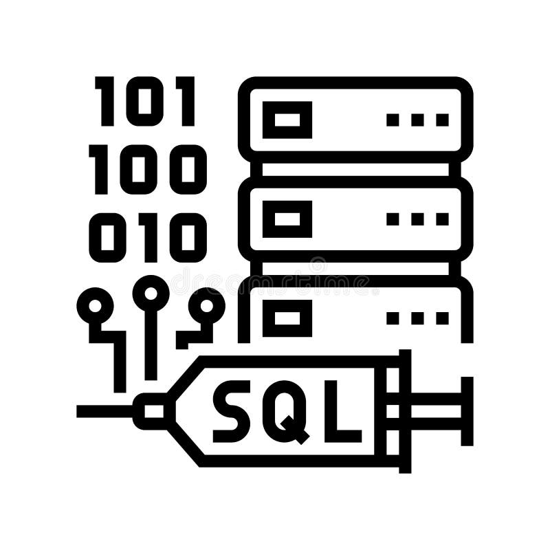 Sql注入线图标矢量图插图 皇族释放例证