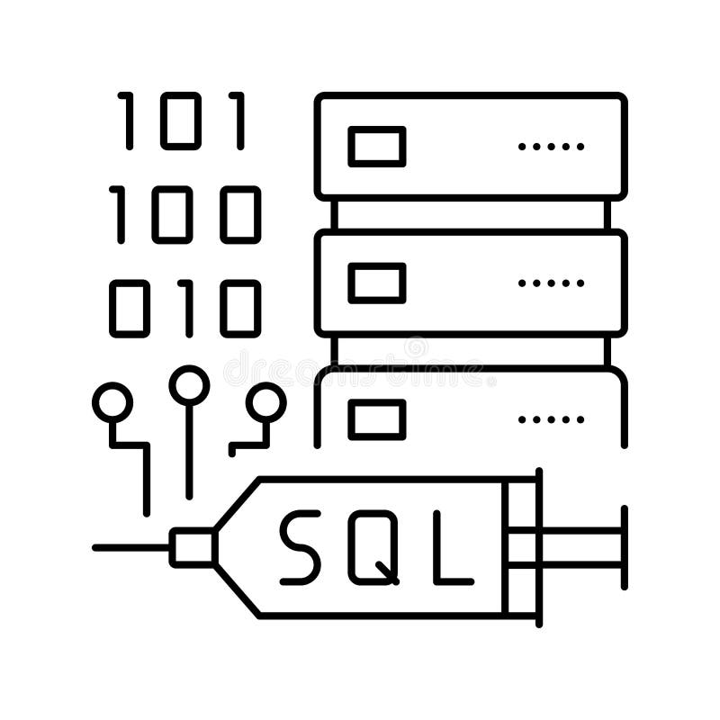 Sql注入线图标矢量图插图 皇族释放例证