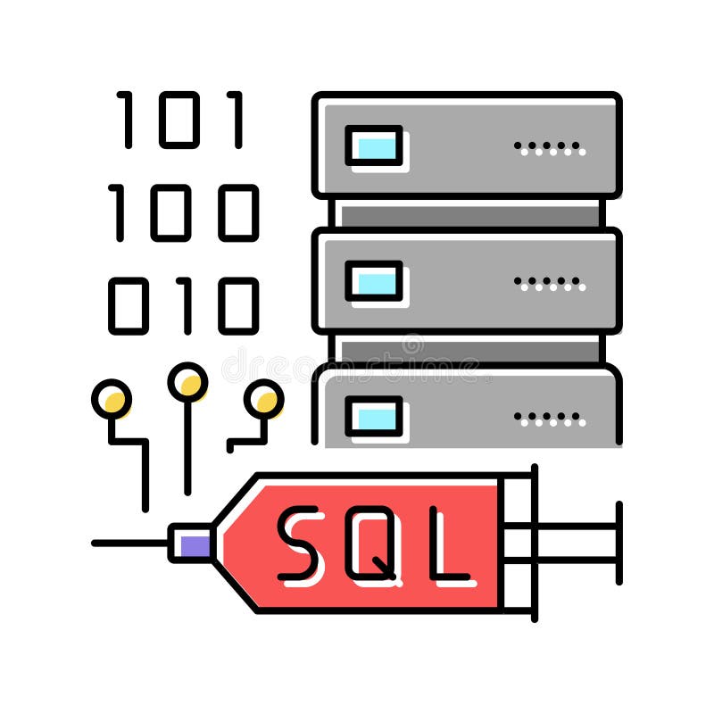 Sql注入彩色图标矢量图插图 皇族释放例证
