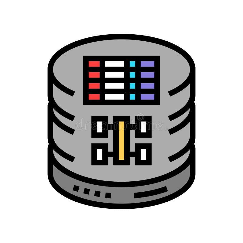 Sql查询数据库颜色图标矢量图. sql查询数据库标记. 孤立符号插图.