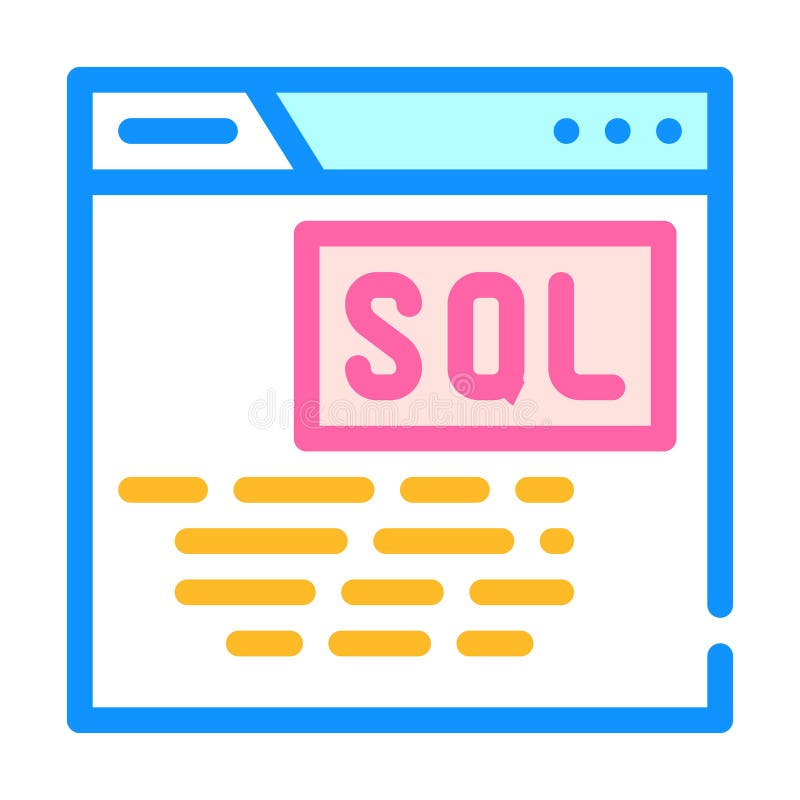 Sql查询数据库颜色图标矢量图. sql查询数据库标记. 孤立符号插图.