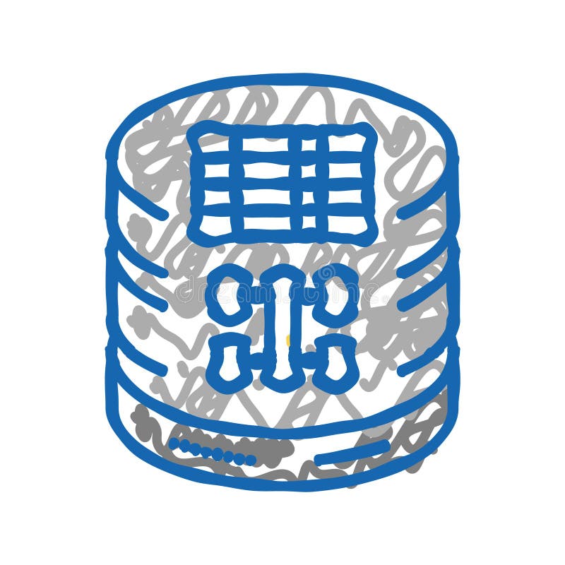 Sql查询数据库涂鸦图标草绘矢量图. sql查询数据库标记. 孤立符号插图.