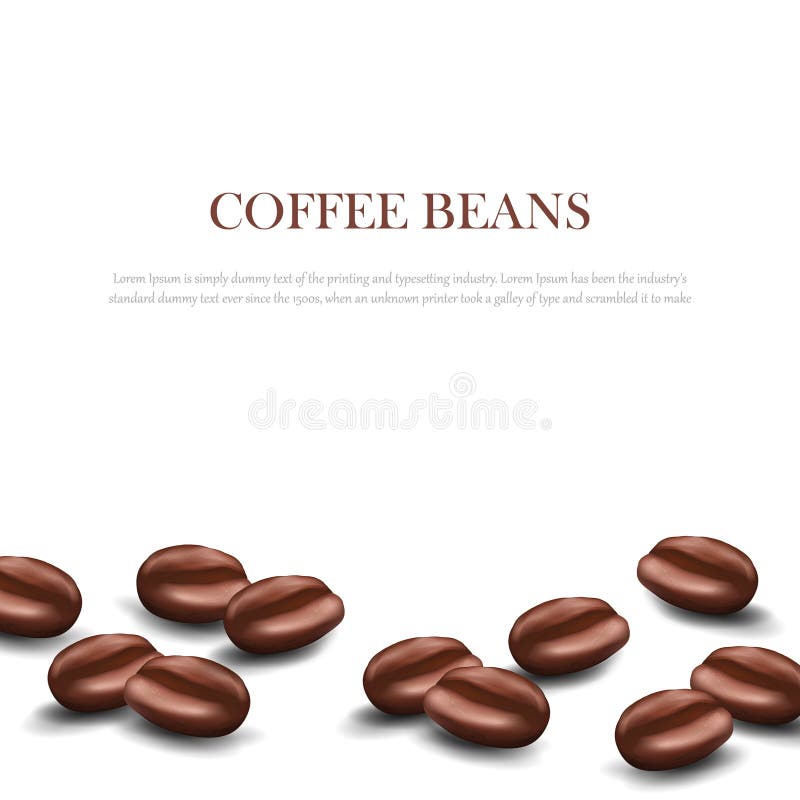 Square banner with seamless pattern of realistic vector 3d coffee bean icons royalty free illustration