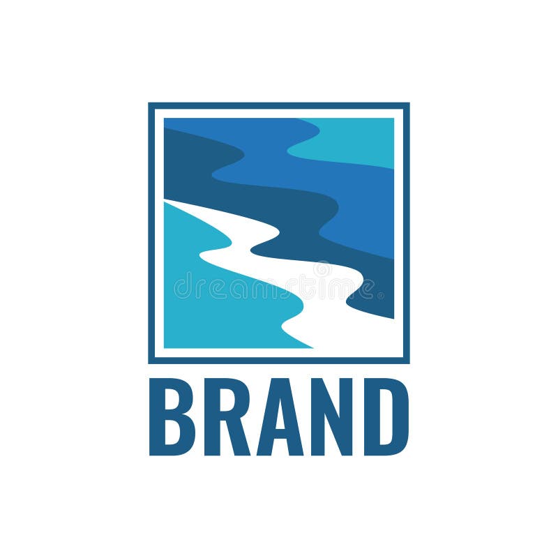 Square Blue River Logo Vector Template Stock Vector Illustration of