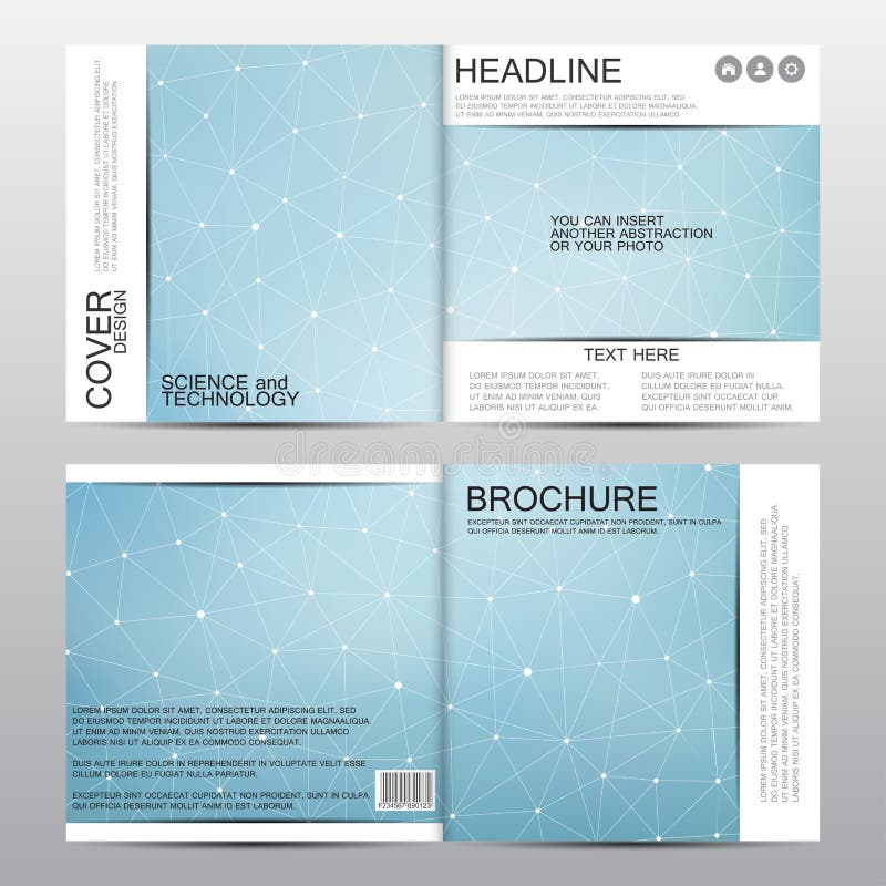 Square Brochure Template with Molecular Structure. Geometric Abstract