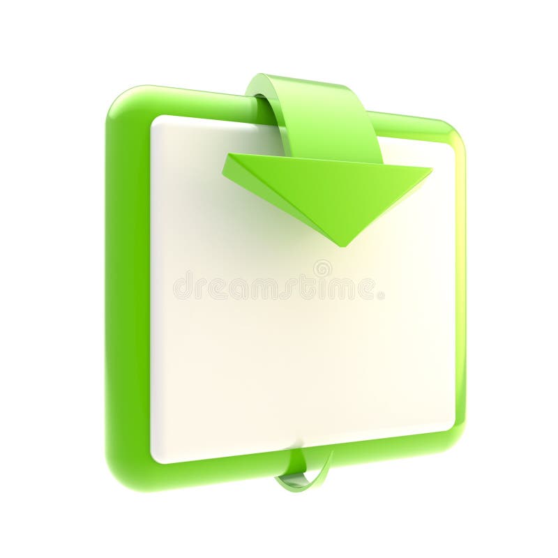 Square button with glossy arrow stock image