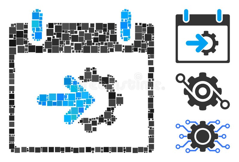 Square Cog Integration Calendar Day Icon Vector Collage royalty free illustration