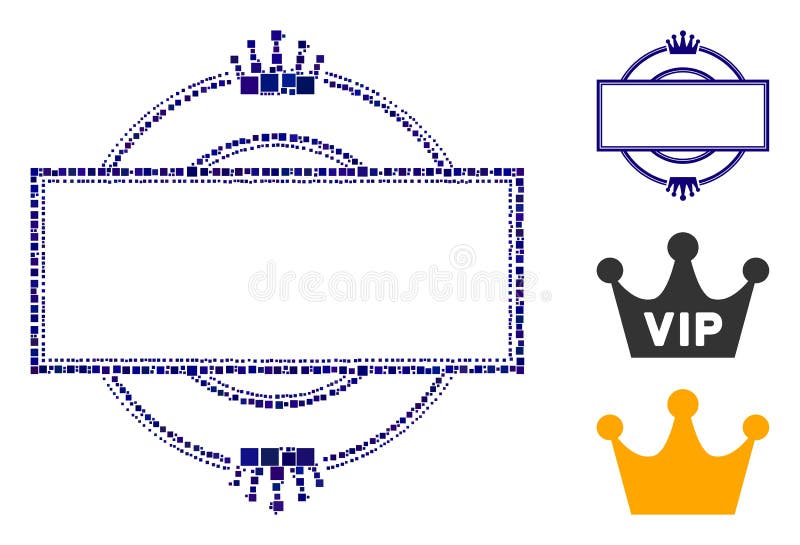 Square Crown Round and Rectangle Frame Icon Vector Mosaic stock illustration