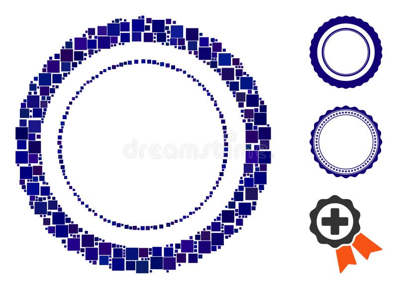 Square Double Certificate Rosette Frame Icon Vector Collage vector illustration